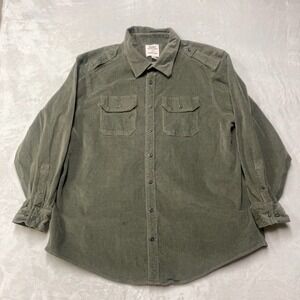 Lands' End x Blake Shelton Men Button Up Shirt 2XL Green Corduroy Western